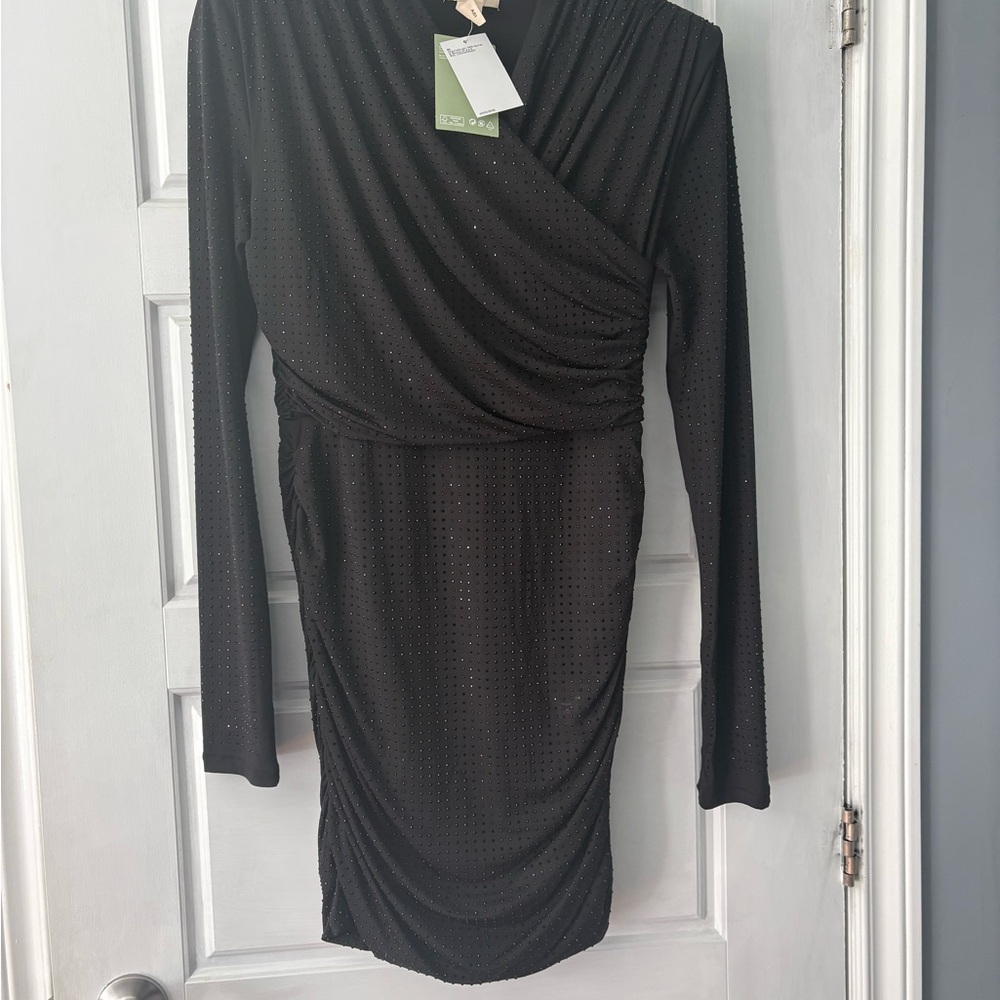 H&M Black Asymmetrical Long Sleeve Dress
